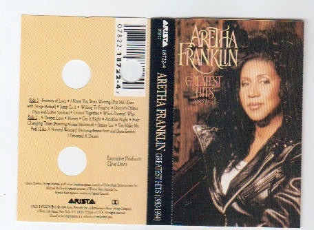 Aretha Franklin – Greatest Hits (1980-1994) - Used Cassette 1994 Arista Tape - Funk/Soul - Shuga Records