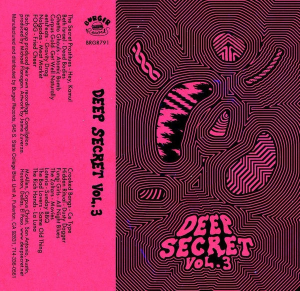 Various – Deep Secret Vol. 3 - New Cassette 2014 Burger Records Tape - Indie Rock / Garage Rock / Punk