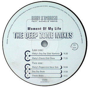 Bobby D'Ambrosio – Moment Of My Life (The Deepzone Mixes) - New 12" Single Record 1997 Club Tools Germany Vinyl - House - Shuga Records