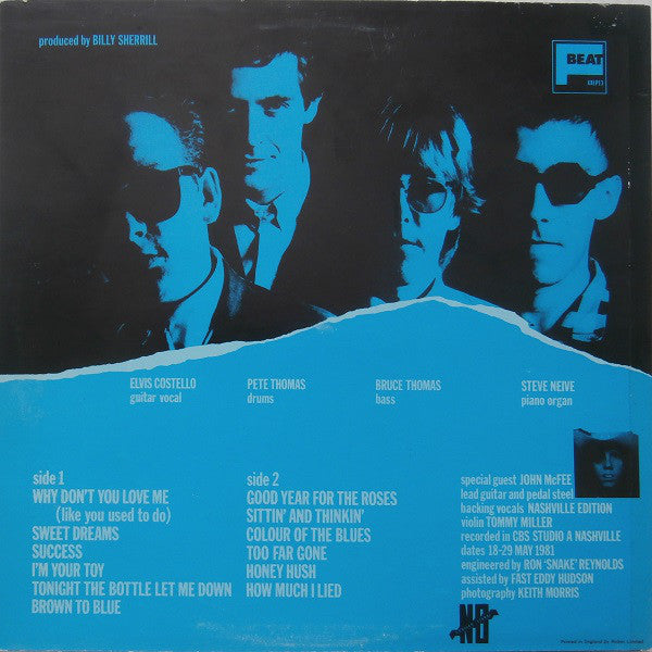 Elvis Costello & The Attractions – Almost Blue - VG+ LP Record 1981 F-Beat UK Import Vinyl - New Wave - Pop Rock