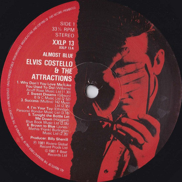 Elvis Costello & The Attractions – Almost Blue - VG+ LP Record 1981 F-Beat UK Import Vinyl - New Wave - Pop Rock