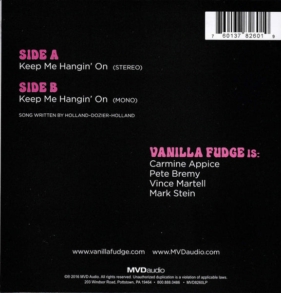 Vanilla Fudge ‎– You Keep Me Hanging On  - New 7" Single Record 2016 MDVaudio USA Vinyl - Psychedelic Rock