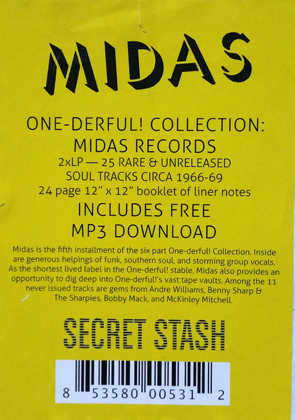 Various ‎– The One-derful! Collection: Midas Records - New 2 Lp Record 2016 Secret Stash USA Vinyl & Booklet - Soul / Funk