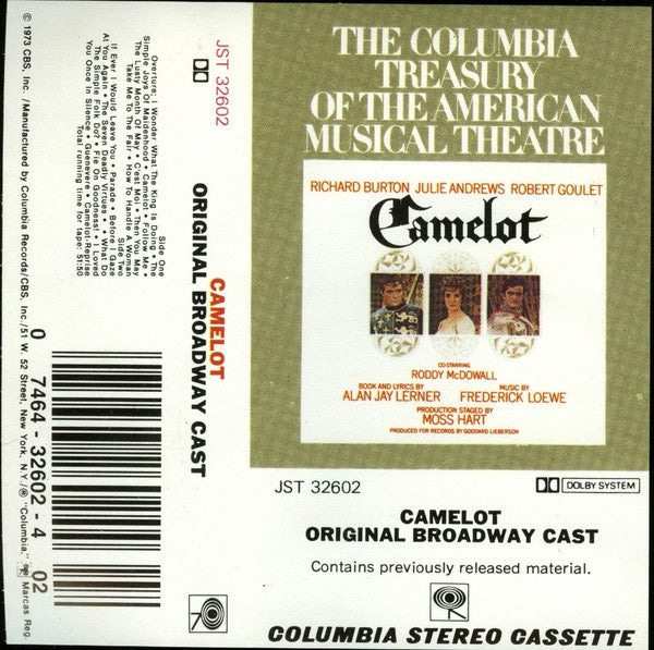 Alan Jay Lerner, Frederick Loewe / Julie Andrews, Richard Burton – Camelot (Original Broadway Cast) - Used Cassette Columbia USA - Musical - Shuga Records