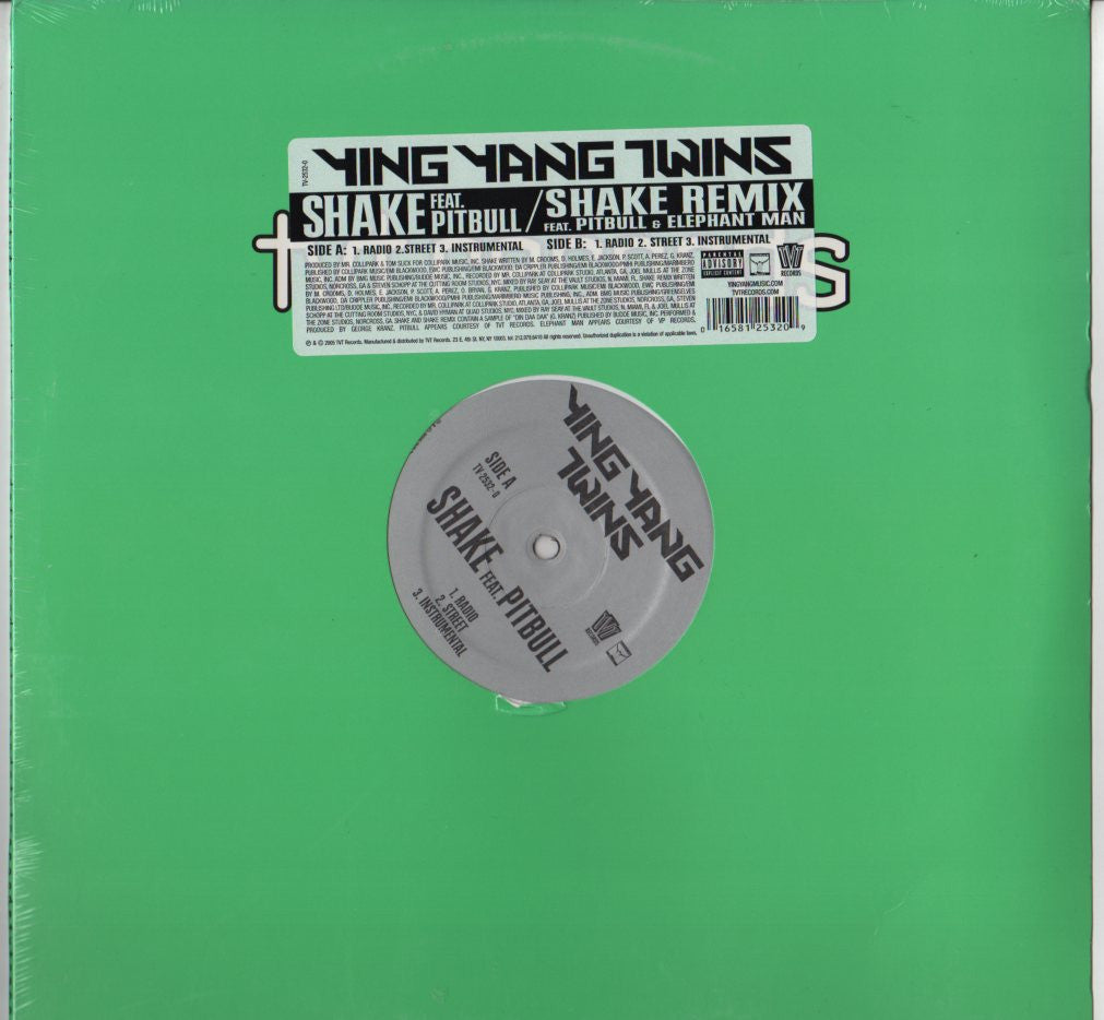 Ying Yang Twins Feat. Pitbull & Elephant Man – Shake Remix - New Vinyl Record 12" Single USA 2005 - Hip Hop - Shuga Records