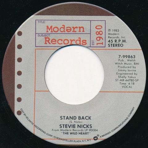 Stevie Nicks ‎- Stand Back / Garbo - VG+ 45rpm 1983 Modern Records - Rock / Pop - Shuga Records