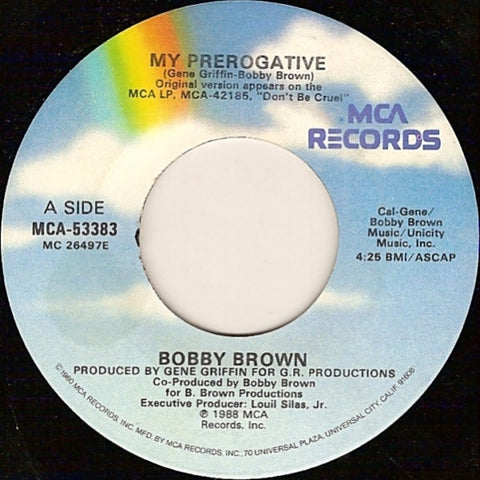 Bobby Brown- My Prerogative- VG+ 7" Single 45RPM- 1988 MCA Records USA- Hip Hop/Pop - Shuga Records