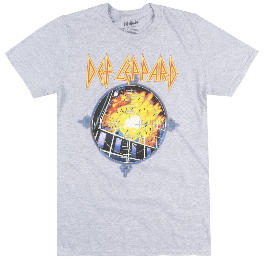 Def Leppard - Men's Grey 'Pyromania' Crewneck T-Shirt - Shuga Records