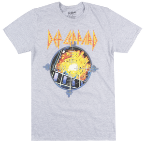 Def Leppard - Men's Grey 'Pyromania' Crewneck T-Shirt - Shuga Records