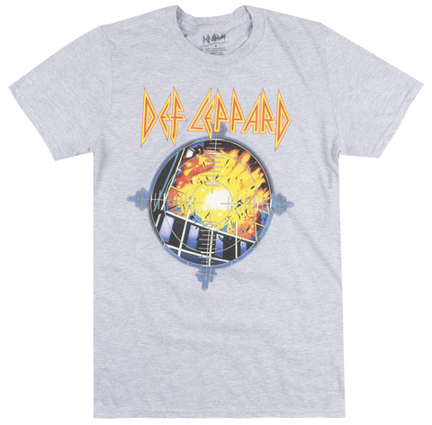 Def Leppard - Men's Grey 'Pyromania' Crewneck T-Shirt - Shuga Records