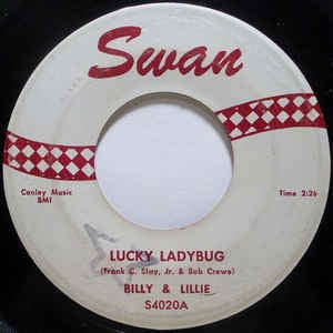 Billy & Lillie - Lucky Ladybug / I Promise You - VG 7" Single 45RPM 1958 Swan USA- Rock/Doo Wop - Shuga Records