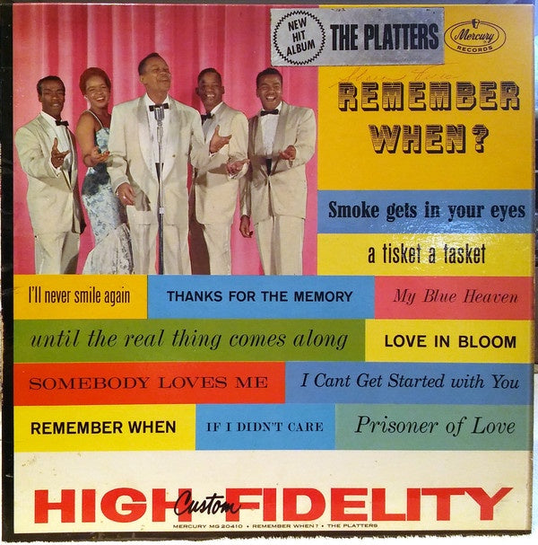 The Platters ‎– Remember When? - VG Lp Record 1959 Mercury USA Mono Vinyl - Rhythm & Blues / Soul