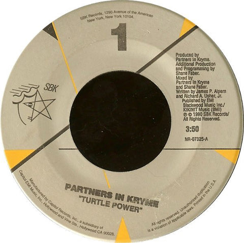 Partners In Kryme ‎– Turtle Power / Splinter's Tale I & Tale II VG+ 1990 SBK Records 7" Single - Hip Hop / 90's Soundtrack - Shuga Records