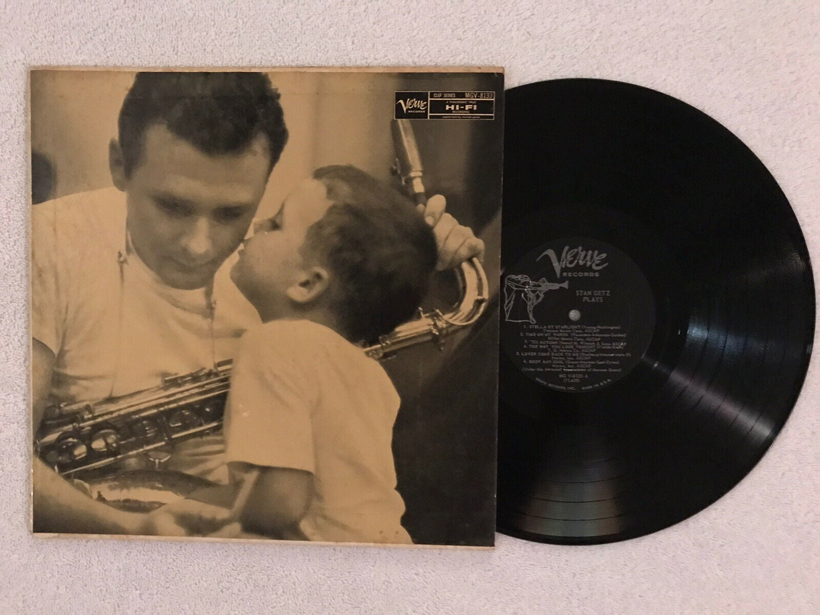 Stan Getz ‎– Stan Getz Plays - VG+ Lp Record 1957 Verve Clef USA Mono Vinyl  With Duke Jordan - Jazz / Bop