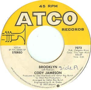 Cody Jameson Brooklyn That Little Bit Of Us 45 Rpm Record 1977 海外 即決