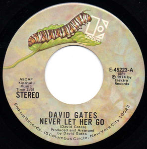 David Gates - Never Let Her Go / Watch Out - Mint- 45rpm 1974 Elektra - Pop / Rock - Shuga Records