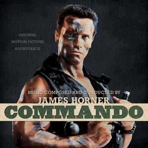 James Horner ‎– Commando (Original Motion Picture) - New Vinyl 2018 Real Gone Music 2 Lp Pressing on 'Bone & Eyeblack Splatter' Vinyl with Gatefold Jacket - 80's Soundtrack