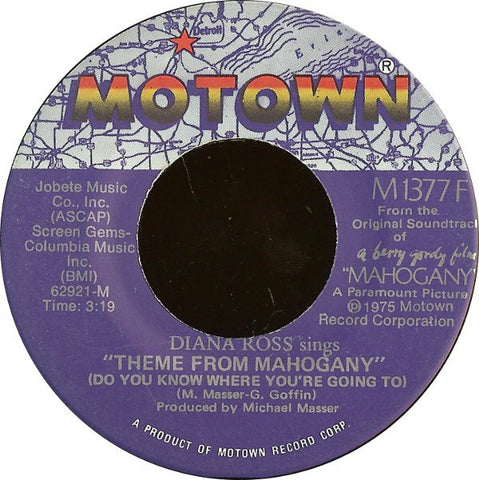 Diana Ross ‎– Theme From Mahogany (Do You Know Where You're Going To) / No One's Gonna Be A Fool Forever - VG+ 45 rpm 1975 Motown USA - Soul - Shuga Records