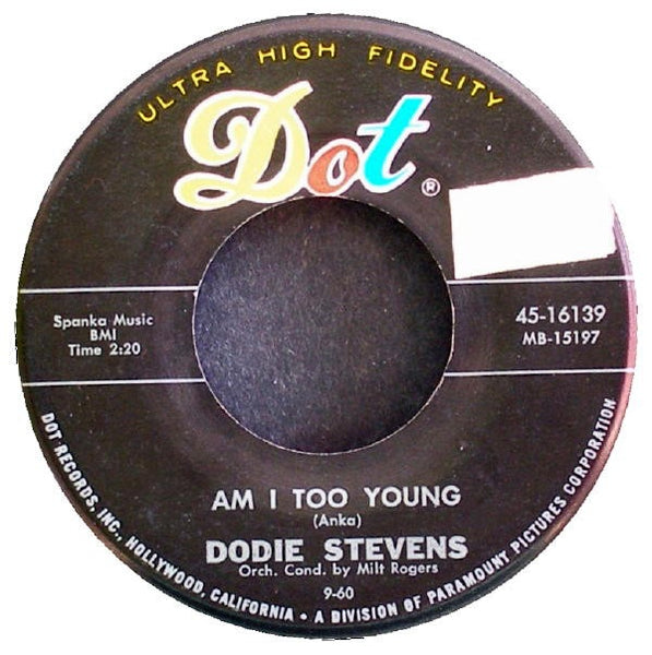 Dodie Stevens ‎– Am I Too Young / So Let's Dance - VG- 1960 Dot