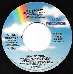 New Edition ‎– My Secret (Didja Gitit Yet?) / I'm Leaving You Again - VG+ 7" Single 45RPM 1984 MCA Records USA - Hip Hop / RnB - Shuga Records