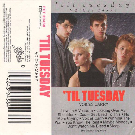 Til Tuesday ‎– Voices Carry - Used Cassette 1985 Epic - Pop / Synth-pop - Shuga Records