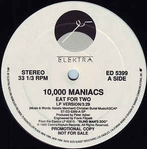 10,000 Maniacs ‎– Eat For Two - 12" Promo Single Record 1989 USA Vinyl - Folk Rock - Shuga Records